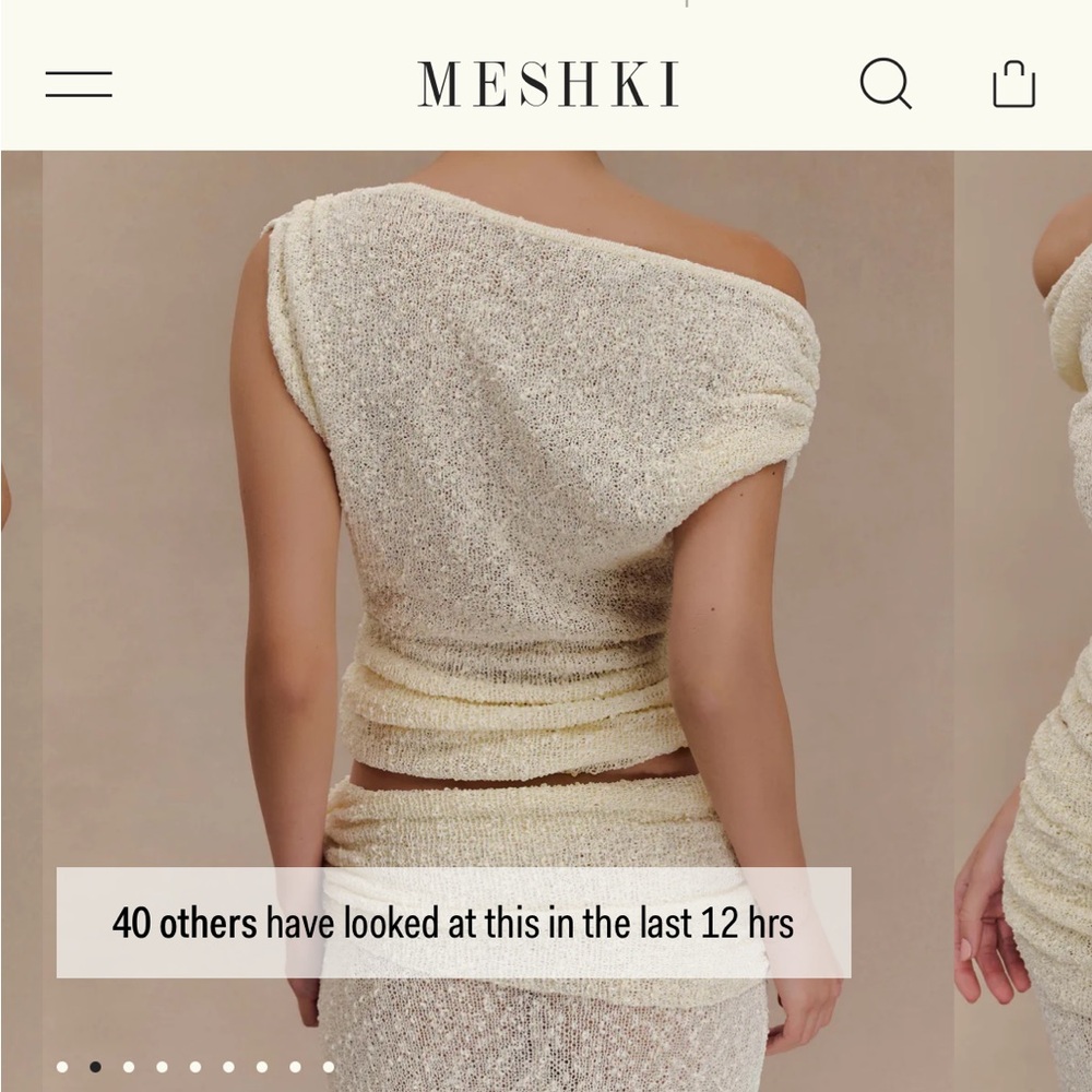 Meshki Cream Off Shoulder Boucle Knit Top - Picture 3 of 5